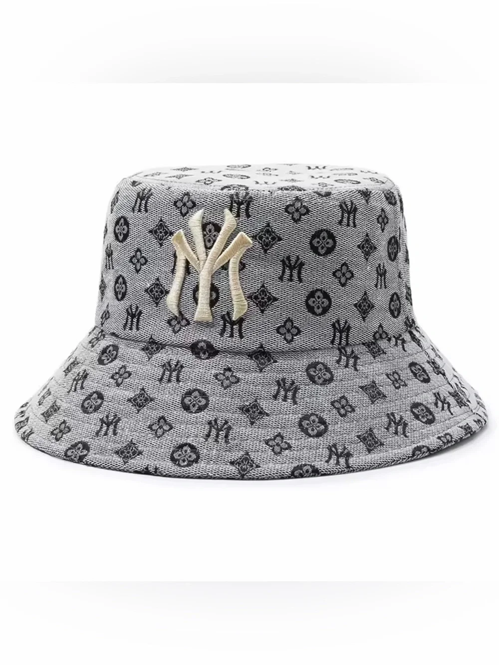 Kohl's Gray Patterned Women’s Bucket Hat with Cream Embroidered Logo